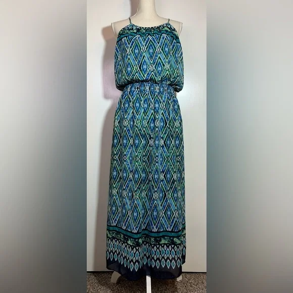 Enfocus Studio Maxi Sundress Women’s Size 14P Blue/Green - Picture 7 of 7